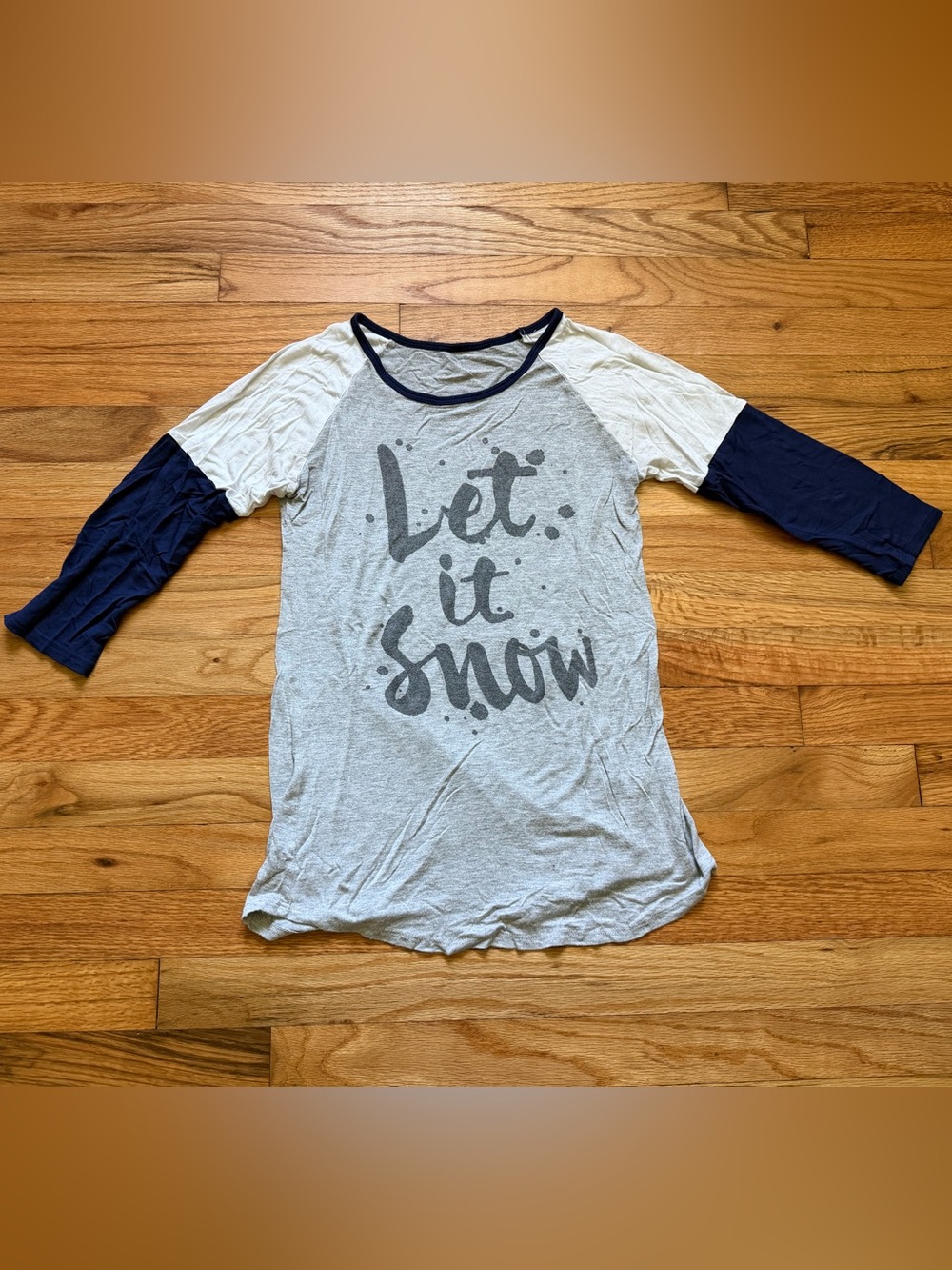 Color Bear Women’s Let It Snow Raglan Tee - Gray & Navy